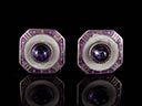 Vintage Silver Enamel & Amethyst Art Deco Earrings