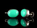 Antique Silver & Turquoise Oval Stud Earrings
