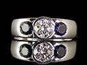 Vintage 18ct W/Gold Diamond & Sapphire Trilogy Ring