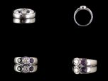 Vintage 18ct W/Gold Diamond & Sapphire Trilogy Ring