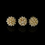 Vintage Italian 18KT Gold & Fresh Water Pearl Cluster Jewellery Set