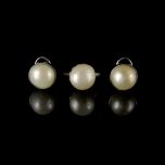 Vintage 18KT White Gold Mabe Pearl Jewellery Set
