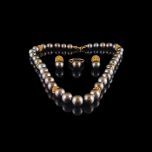 Vintage 14KT Gold & Black Tahitian Pearl Jewellery Set