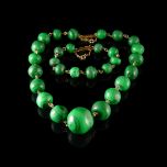 Vintage 18ct Gold & Malachite Jewellery Set