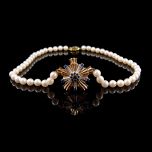 Vintage 9ct Gold Diamond & Sapphire Pearl Necklace