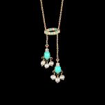 Antique 15ct Gold Turquoise Pearl & Diamond Necklace