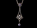 Vintage French 18ct Gold Sapphire & Diamond Art Deco Lavalier