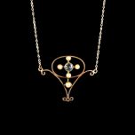 Antique 15ct Gold Aquamarine & Pearl Lavalier