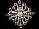 Vintage Platinum Diamond Ruby & Sapphire Art Deco Pendant-Brooch
