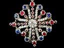 Vintage Platinum Diamond Ruby & Sapphire Art Deco Pendant-Brooch