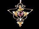 Antique 9ct Gold Amethyst Lavalier Pendant 
