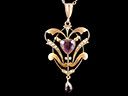 Antique 9ct Gold Amethyst Art Nouveau Lavalier Pendant