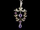 Antique 9ct Gold & Amethyst Lavalier Pendant