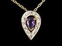 Vintage 9ct Amethyst & Diamond Drop Pendant 