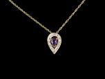 Vintage 9ct Amethyst & Diamond Drop Pendant 