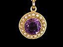 Antique 9ct Gold Amethyst & Pearl Pendant