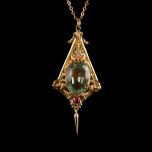 Antique 15ct Gold Aquamarine & Ruby Filigree Pendant