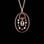 Antique 9ct Gold Aquamarine & Pearl Lavalier Pendant