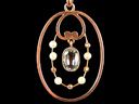 Antique 9ct Gold Aquamarine & Pearl Lavalier Pendant