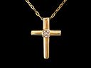 Vintage 14ct Gold Diamond Cross Pendant 