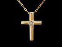 Vintage 14ct Gold Diamond Cross Pendant