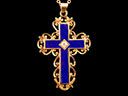 Antique 18ct Gold Diamond & Enamel Cross Pendant
