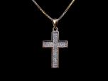 Vintage 9ct Gold Diamond Cross Pendant & Chain