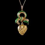 Antique 9ct Gold Diamond & Enamel Heart Pendant