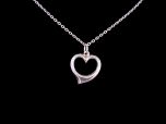 Vintage 9ct White Gold Open Heart Pendant & Chain