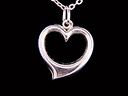 Vintage 9ct White Gold Open Heart Pendant & Chain