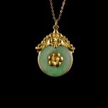 Vintage 22ct Gold & Chinese Jade Disc Pendant 