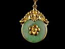 Vintage 22ct Gold & Chinese Jade Disc Pendant 