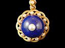 Antique 18ct Gold Lapis Lazuli & Pearl Pendant 