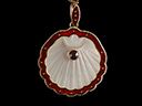 Antique 15ct Gold Ruby Mother of Pearl & Enamel Shell Pendant