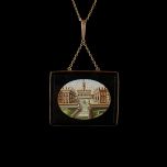 Antique Italian Gold & Onyx Micro Mosaic Pendant
