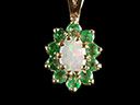 Vintage 9ct Gold Opal & Emerald Cluster Pendant
