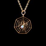 Antique 9ct Gold Opal & Diamond Spider's Web Pendant