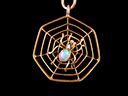 Antique 9ct Gold Opal & Diamond Spider's Web Pendant