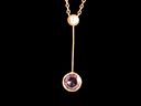 Vintage 9ct Gold Amethyst & Pearl Drop Pendant