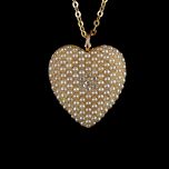 Antique 18ct Gold Pearl & Diamond Heart Pendant