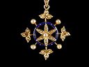 Antique 15ct Gold Pearl & Enamel Flower Star Pendant