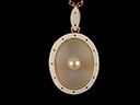 Antique 18ct Gold Pearl & Enamel Oval Picture Pendant
