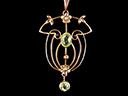 Antique 9ct Gold Peridot Art Nouveau Lavalier Pendant
