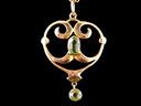 ntique 9ct Gold Peridot Art Nouveau Lavalier Pendant