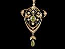 Antique 15ct Gold Peridot & Pearl Lavalier Pendant Thumbnail
