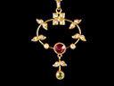 Antique 9ct Gold Ruby & Peridot Lavalier Pendant