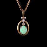 Vintage 9ct Gold Opal & Diamond Pendant