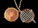 Vintage 18ct Gold & Platinum Ruby & Diamond Art Deco Picture Locket