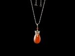 Antique Silver & Carnelian Art Nouveau Drop Pendant & Chain