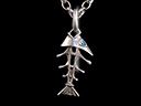 Vintage Silver Uno A Erre Fishbone Pendant